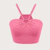 Enyami Women Fashion Hollow Out Heart Ring Slim Fit Sleeveless Sexy Straps Crop Ribbed Basic Knit Cami Tank Top