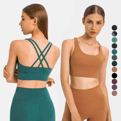 Women High Impact Fitness Yoga Wear Sexy Cross Back Sport Bra Top Fitness Wholesale