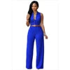 New Single-breasted Sleeveless Lapel High Waist Including Belt Women's Wide-leg Jumpsui