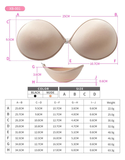 Plus Size Bra A-H Push up Strapless Backless Invisible Silicone for Women Fabric Manufacturer Woven Adults BRAS Plain Dyed Xinke