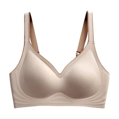 Women's Sexy U Shaped Laser Cut Bra Beautiful Back Seamless Wire-Free Convertible Straps Solid Pattern One-Piece Button Knitted