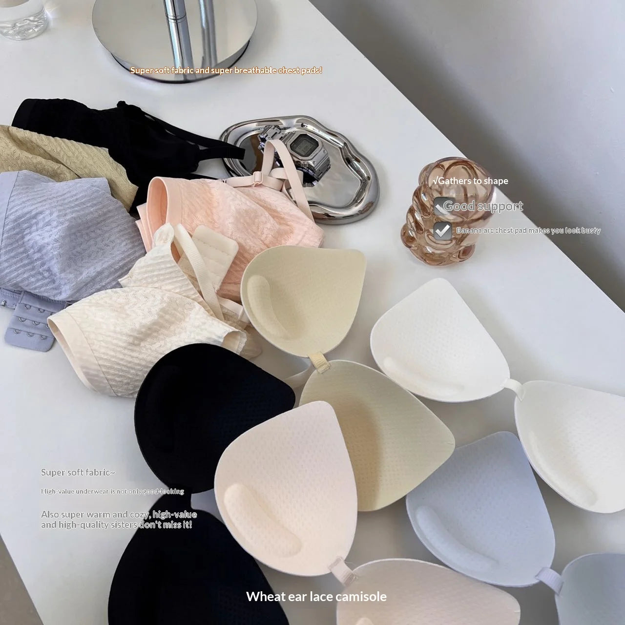 New High Quality Breathable Knitted Wire Free Bras for Women Everyday with Contoured Cups and Panty Set Lift