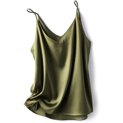 Wholesale 2026 Summer Wear Women's Sexy Satin Crop Top Spaghetti Strap Camisole Tops Vest Strap Tank Tops