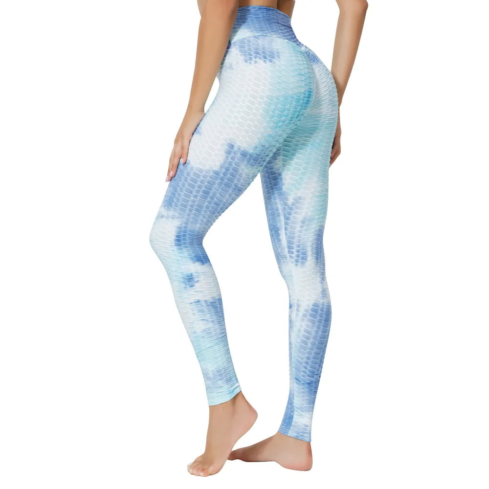 Hot Selling Tie Dye Scrunch Butt Yoga Leggings Women Push up Sports Fitness High Waist Bubble Yoga Pants Leggings