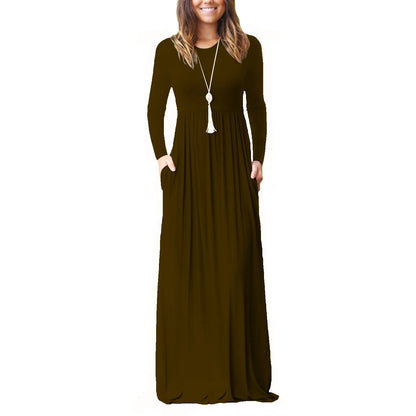 Female Solid Long Boho Dress Lady Beach Summer Sundrss Maxi Dress Women's Sleeveless Solid Color Pocket Dress Vestido De Verano