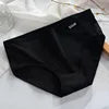 Nylon Milk Silk Teen Briefs Solid Color Mid Waist Breathable Knit Underwear Multi Colors L XL XXL All Season Daily Wear