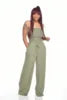 TS1035 Trendy Summer Jumpsuit Women Casual Strapless Sleeveless Pleated Wide Leg One Piece Jumpsuits With Pocket