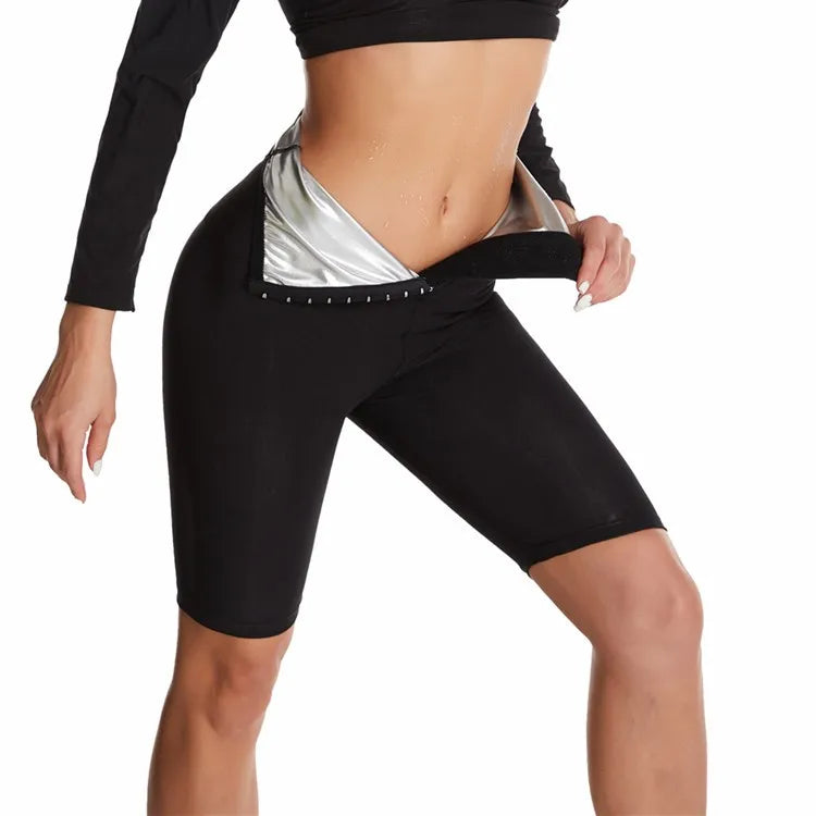 Women Breasted Sweat Pants High Waist Fat Slimming Shorts Compression Thermo Workout Exercise Body Shaper Tights Sauna Suit QIYU