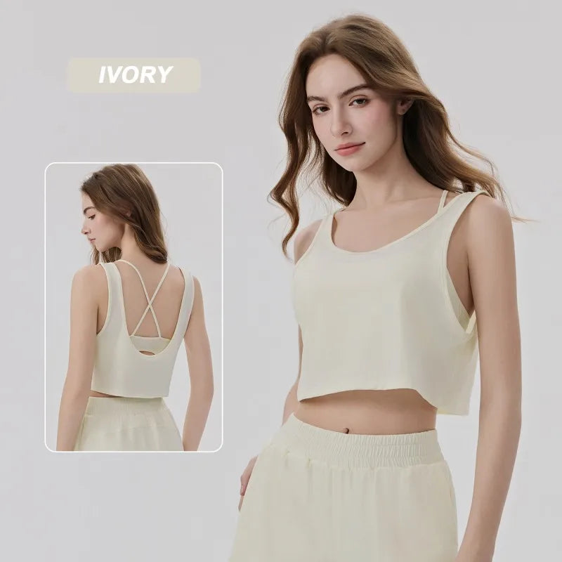 Wholesale Summer Cooling Sleeveless Leisure Crop Tops Training Comfortable Quick Dry Workout T-shirts Gym Tank Top