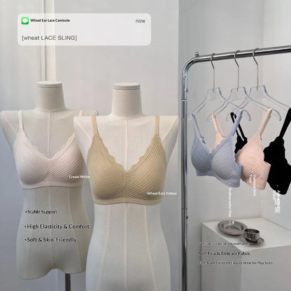 New High Quality Breathable Knitted Wire Free Bras for Women Everyday with Contoured Cups and Panty Set Lift
