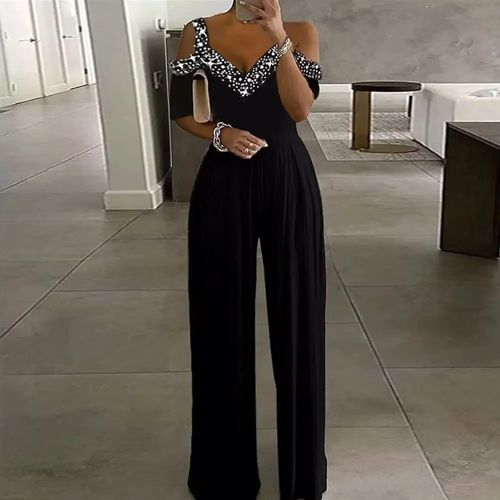 Latest Arrivals Ladies Casual Jumpsuits Female Solid Color Beaded Sleeveless Bodycon Lady Elegant Women Plus Size Jumpsuits