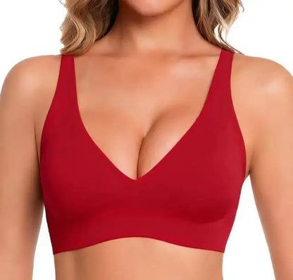 Hot-Selling Cross-Border Solid Bra Deep V Seamless Wireless Everyday Underwear Convertible Straps Nylon Cup Export Foreign