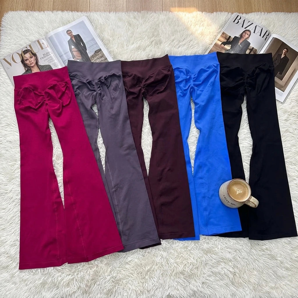 CIYING New Invisible Scrunch Butt Lift Flare Yoga Pants Seamless Tummy Control Glute Contour Soft Gym Workout Flare Leggings