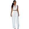 New Single-breasted Sleeveless Lapel High Waist Including Belt Women's Wide-leg Jumpsui