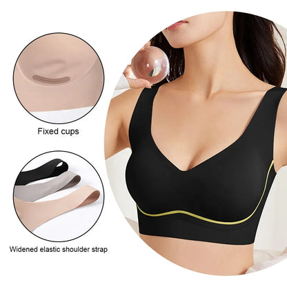 Aiermei Factory New Style Dropshipping Products Anti Droop Bra Seamless Jelly Ice Silk Bra for Women Tank Tops With Built in Bra