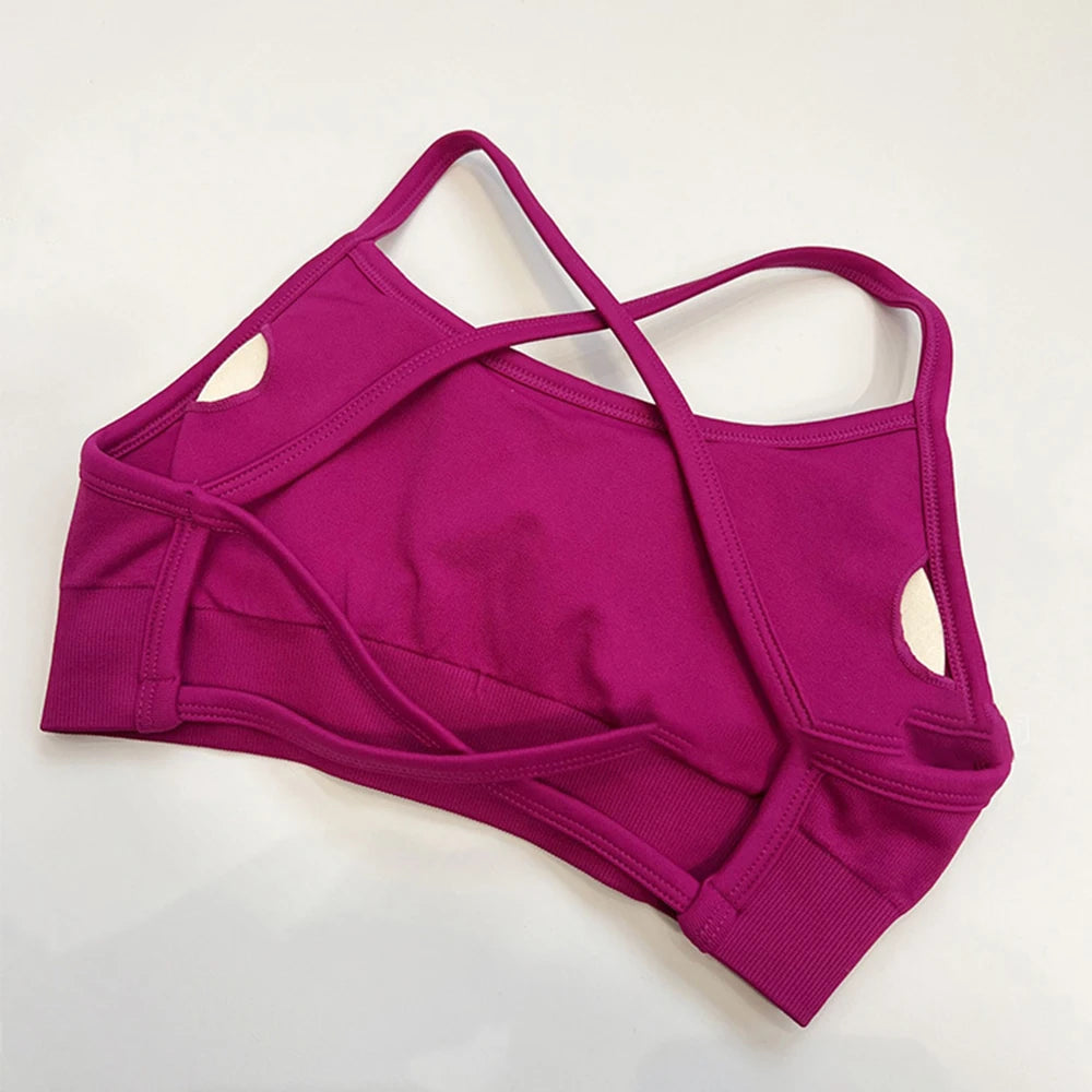 CIYING Wholesale Women Gym Workout Cross Backless Sport Bra Custom logo Seamless Yoga Gym Sports Bra for Women