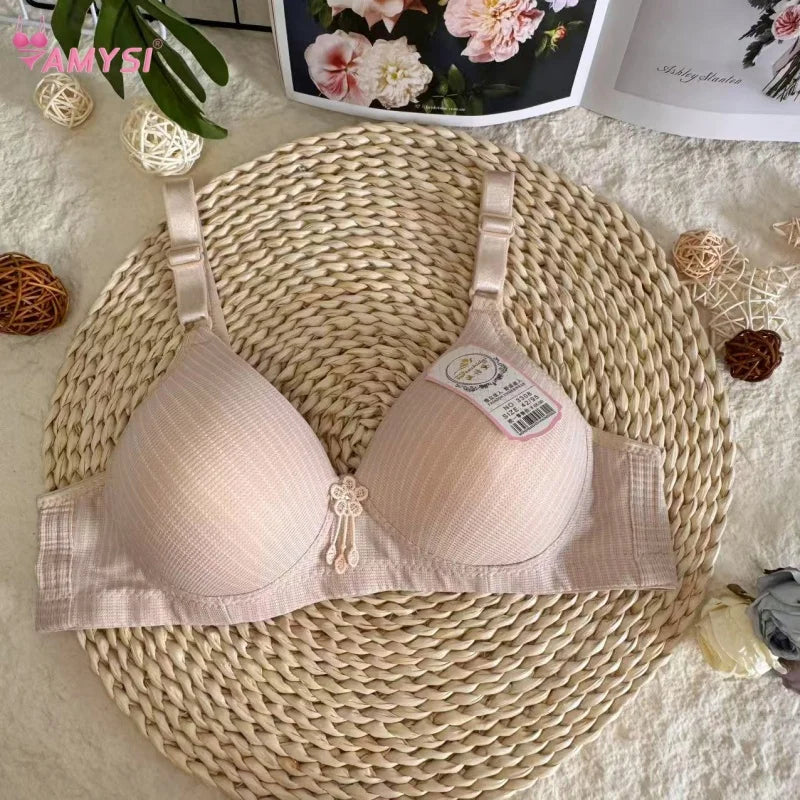 3308# High Quality 36-42 Women's Summer Brassiere Fashion Striped Wireless Brassiere Adjustable Cotton Convertible Straps Bra