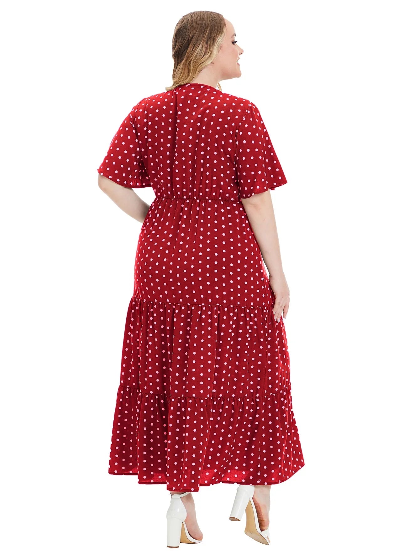 New XL-5XL V Neck a Line Plus Size Women's Maxi Dresses Summer Printed Dresses