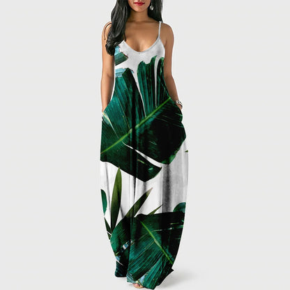 New Arrival Women Summer Clothing Earth Prints Long Maxi Dress Luxury Beachwear Clothes Plus Size 4XL Women's Cami Sun Dresses