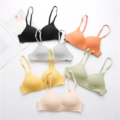 Dropshipping School Girls Fashion Simple  Solid Color Push up Wireless Adjustable T-shirt Bras Comfort Women Seamless Bra