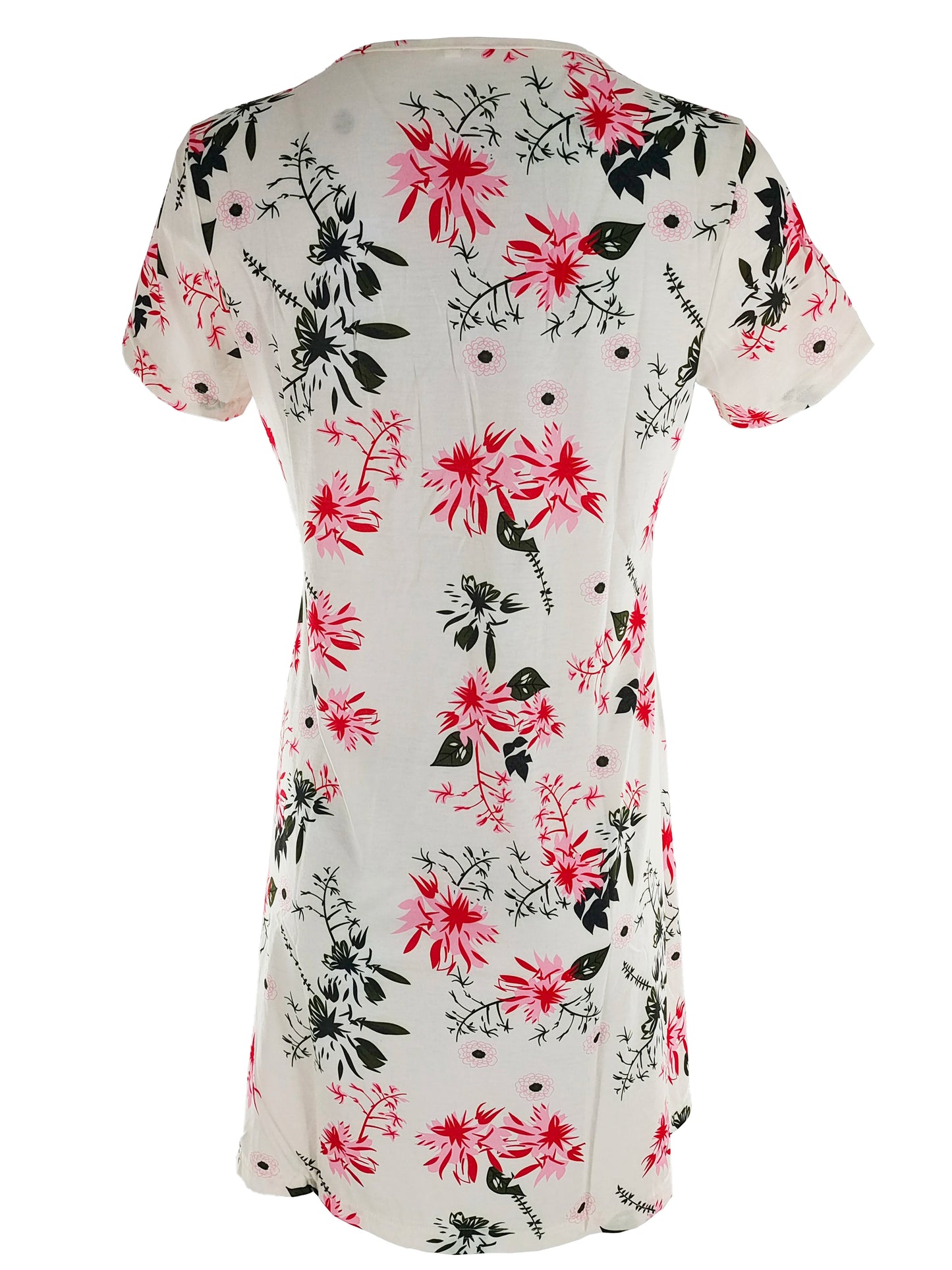 Women's Party Formal V-Neck Summer Jersey Dress Long Knee Floral Printed Full Digital Regular Fit Short Sleeved Woven Breathable