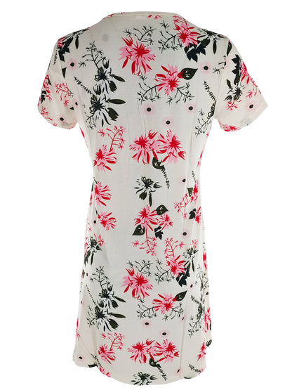 Women's Party Formal V-Neck Summer Jersey Dress Long Knee Floral Printed Full Digital Regular Fit Short Sleeved Woven Breathable