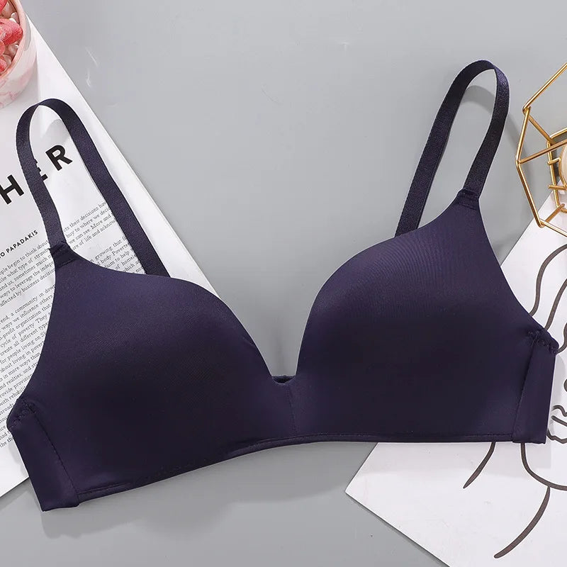 Fashion Girls Cheap Bras Comfortable Padded Wire Free Thin Breathable 3/4 Cup One-Piece Smooth T-Shirt Bra Asian Girls
