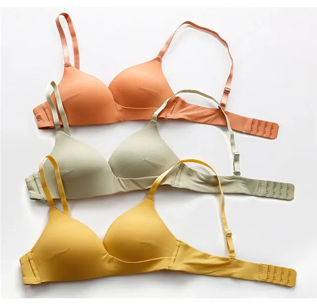 Dropshipping School Girls Fashion Simple  Solid Color Push up Wireless Adjustable T-shirt Bras Comfort Women Seamless Bra