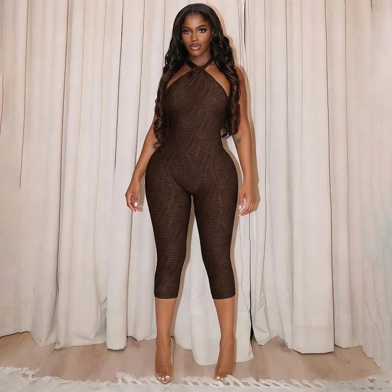 New Fashion Sleeveless Jumpsuits for Women Solid Color Sexy Halter Backless Slimming Jumpsuits Women Rompers
