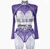 Women Sexy Fashion Lingerie Set With White Lace Straps Lingerie Corset Lace Underwire Racy Muslin Sleepwear Underwear Tops 0950