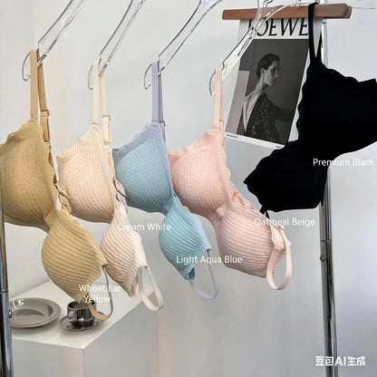 New High Quality Breathable Knitted Wire Free Bras for Women Everyday with Contoured Cups and Panty Set Lift