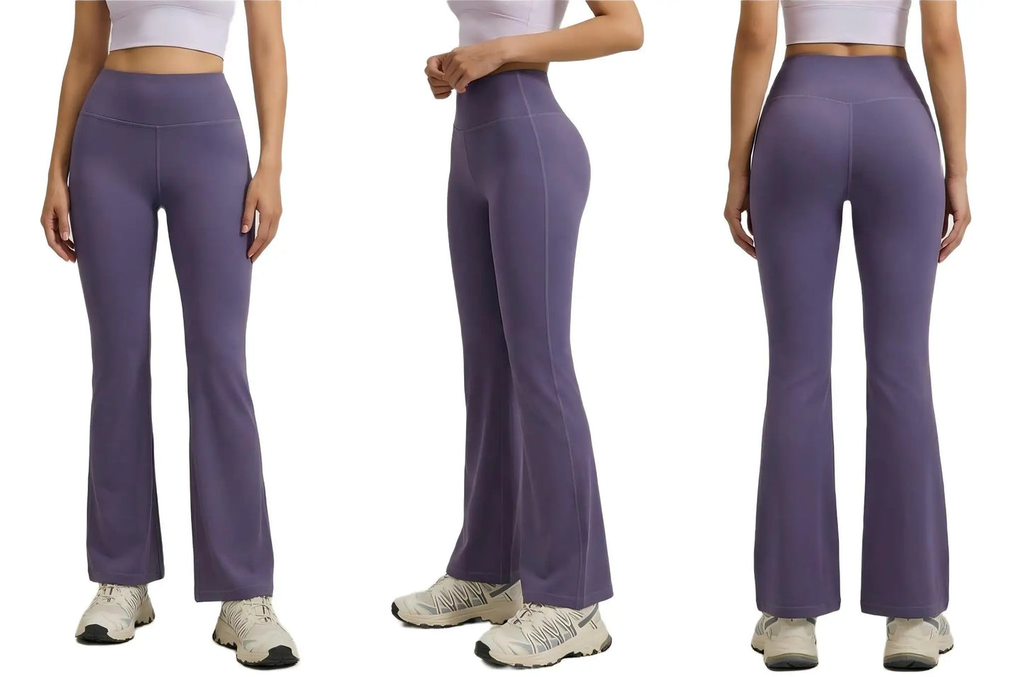 Women's XL Yoga Flared Pants High Waist Quick-Drying Breathable Hip-Lifting Wide Leg Pilates Elastic Waist Closure Solid Pattern