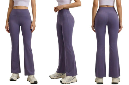 Women's XL Yoga Flared Pants High Waist Quick-Drying Breathable Hip-Lifting Wide Leg Pilates Elastic Waist Closure Solid Pattern