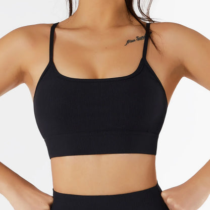 New Sexy Cross Strap Backless Plus Size Sports Bra Womens Gym Set with Seamless Thick Yoga Bra Printed Pattern Low Shipping Cost