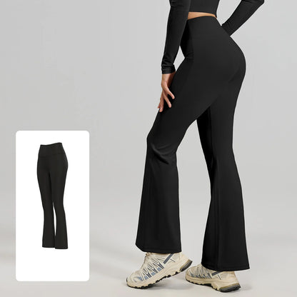 Women's XL Yoga Flared Pants High Waist Quick-Drying Breathable Hip-Lifting Wide Leg Pilates Elastic Waist Closure Solid Pattern