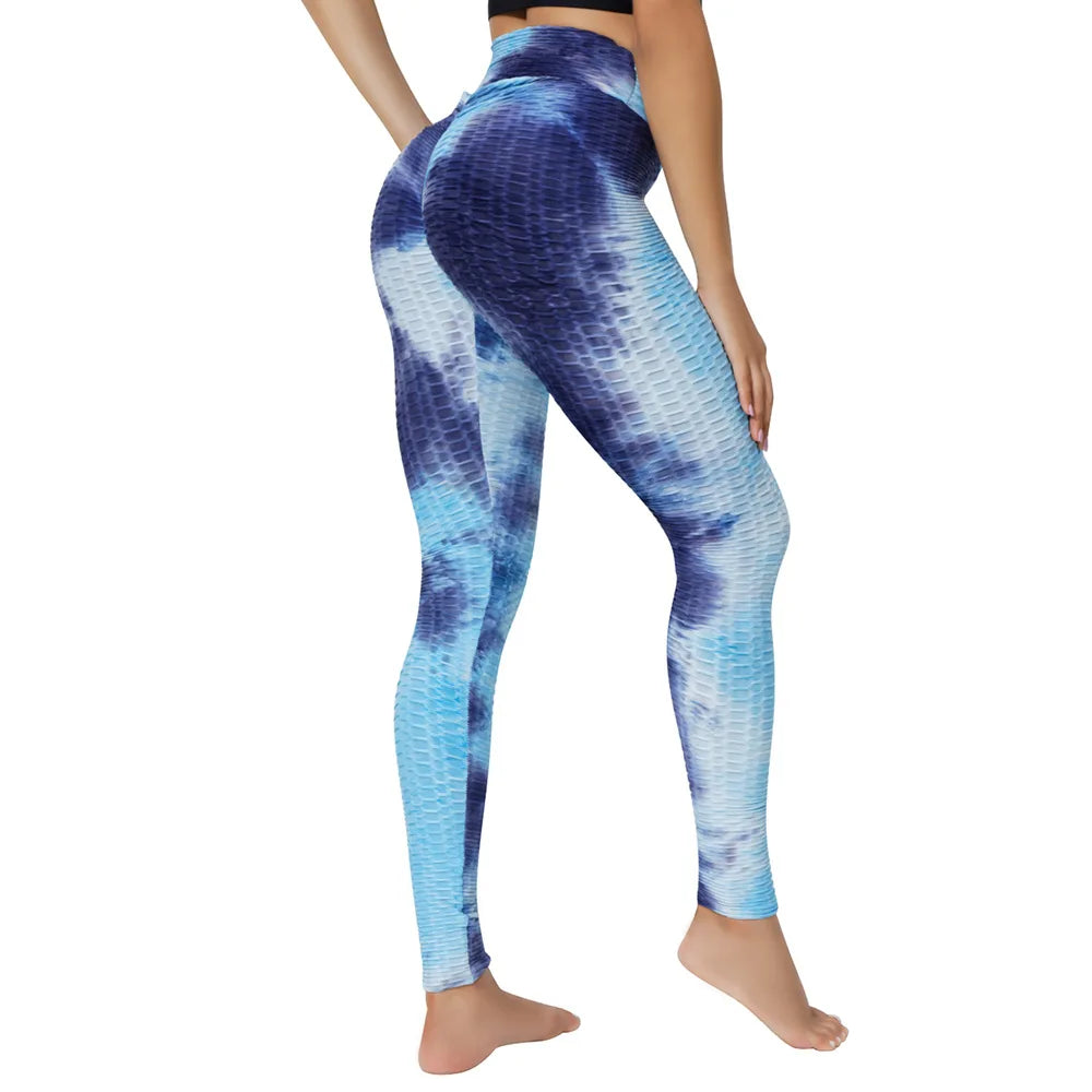 Hot Selling Tie Dye Scrunch Butt Yoga Leggings Women Push up Sports Fitness High Waist Bubble Yoga Pants Leggings
