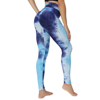 Hot Selling Tie Dye Scrunch Butt Yoga Leggings Women Push up Sports Fitness High Waist Bubble Yoga Pants Leggings