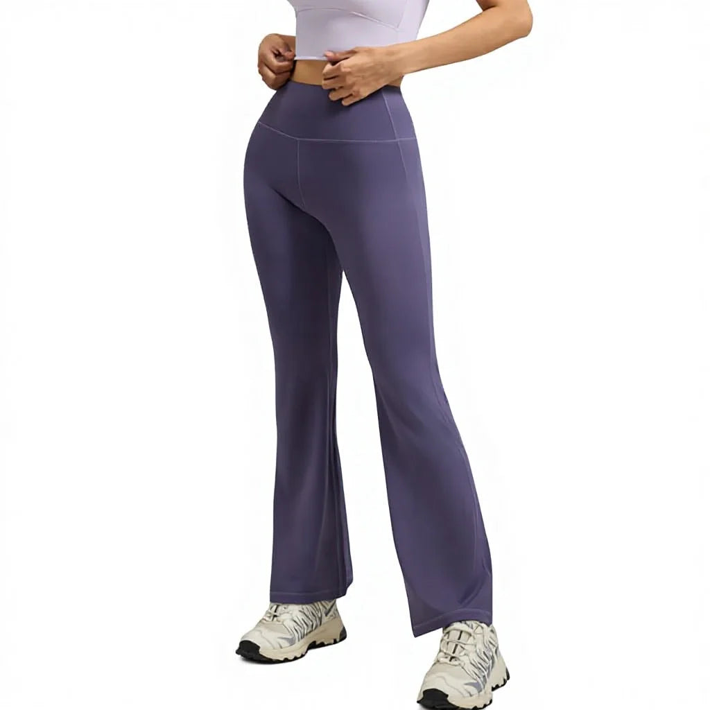 Women's XL Yoga Flared Pants High Waist Quick-Drying Breathable Hip-Lifting Wide Leg Pilates Elastic Waist Closure Solid Pattern
