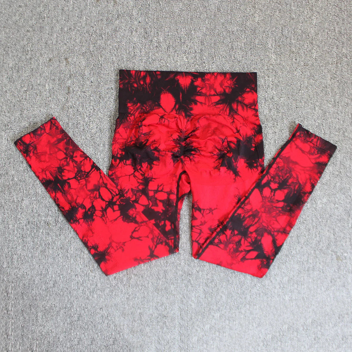Seamless High Waist Yoga Tights Women Tie-Dye Ruched Butt Lifting Sports Leggings
