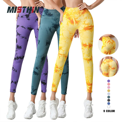 Wholesale High Waisted Seamless Booty Butt Lifting Sexy Workout Tight Women Scrunch Tie Dye Yoga Pants Leggings