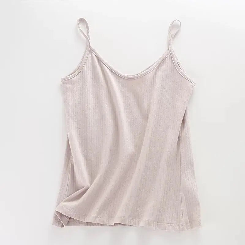 Women Summer Breathable Cotton Bottoming Ribbed Camis Plain Basic O Neck Tank Tops Women Casual Camisole