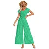 Fresh Printed Round Neck Short Sleeve Loose Breathable Comfortable Women's Jumpsuit Sehe Fashion