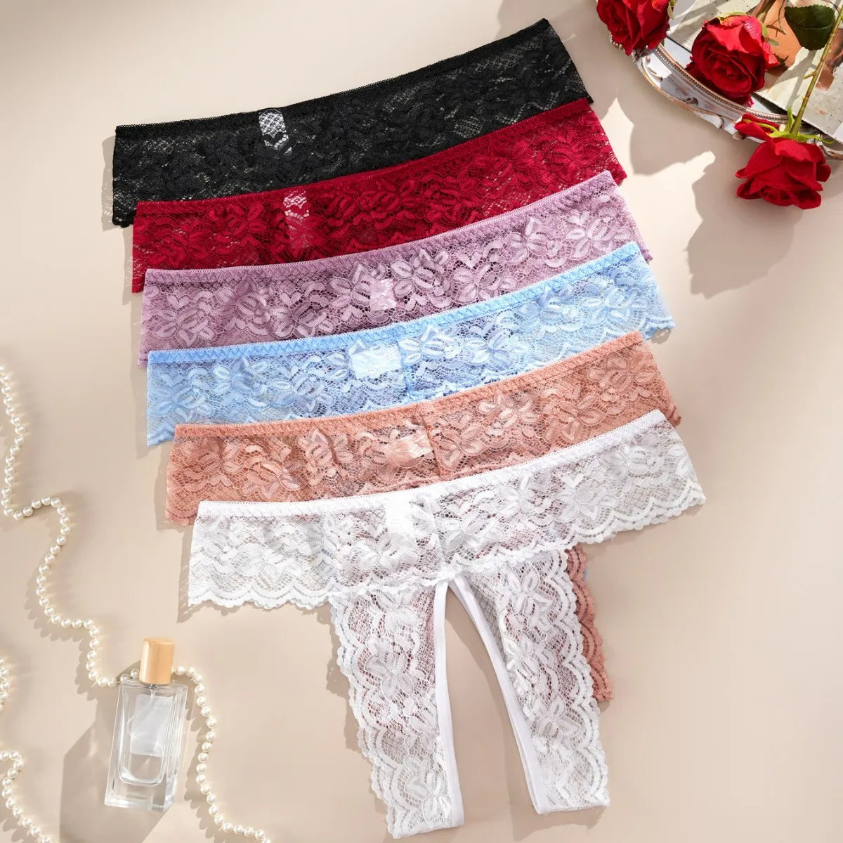 Wholesale Plus Size Sexy Lace Panties Crotchless Thongs Factory Custom Logo 1XL-4XL Briefs Open Crotch Lingerie Female Underwear