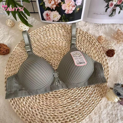 3308# High Quality 36-42 Women's Summer Brassiere Fashion Striped Wireless Brassiere Adjustable Cotton Convertible Straps Bra