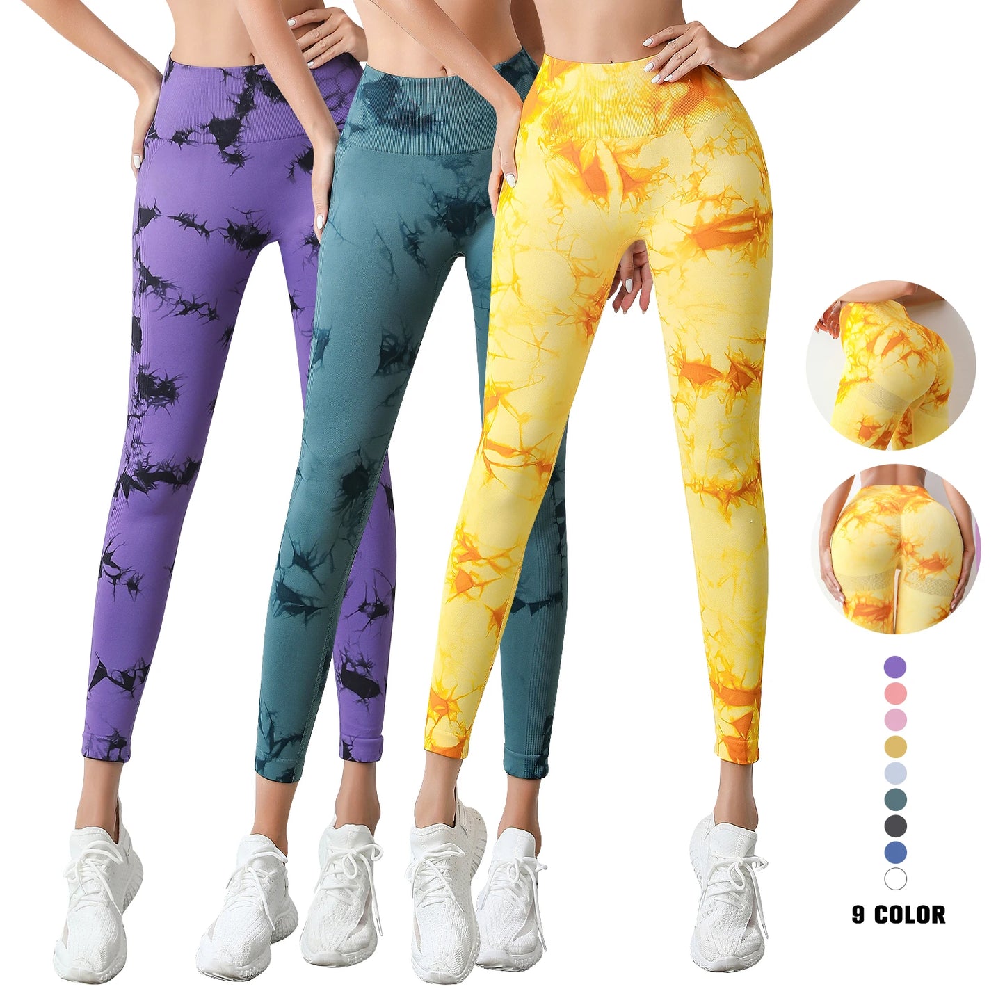 Wholesale Women Tie Dye Yoga Pants High Waisted Gym Fitness Booty Butt Lifting Workout Tight Scrunch Leggings for Women