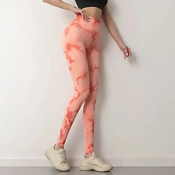 Wholesale High Waisted Seamless Booty Butt Lifting Sexy Workout Tight Women Scrunch Tie Dye Yoga Pants Leggings