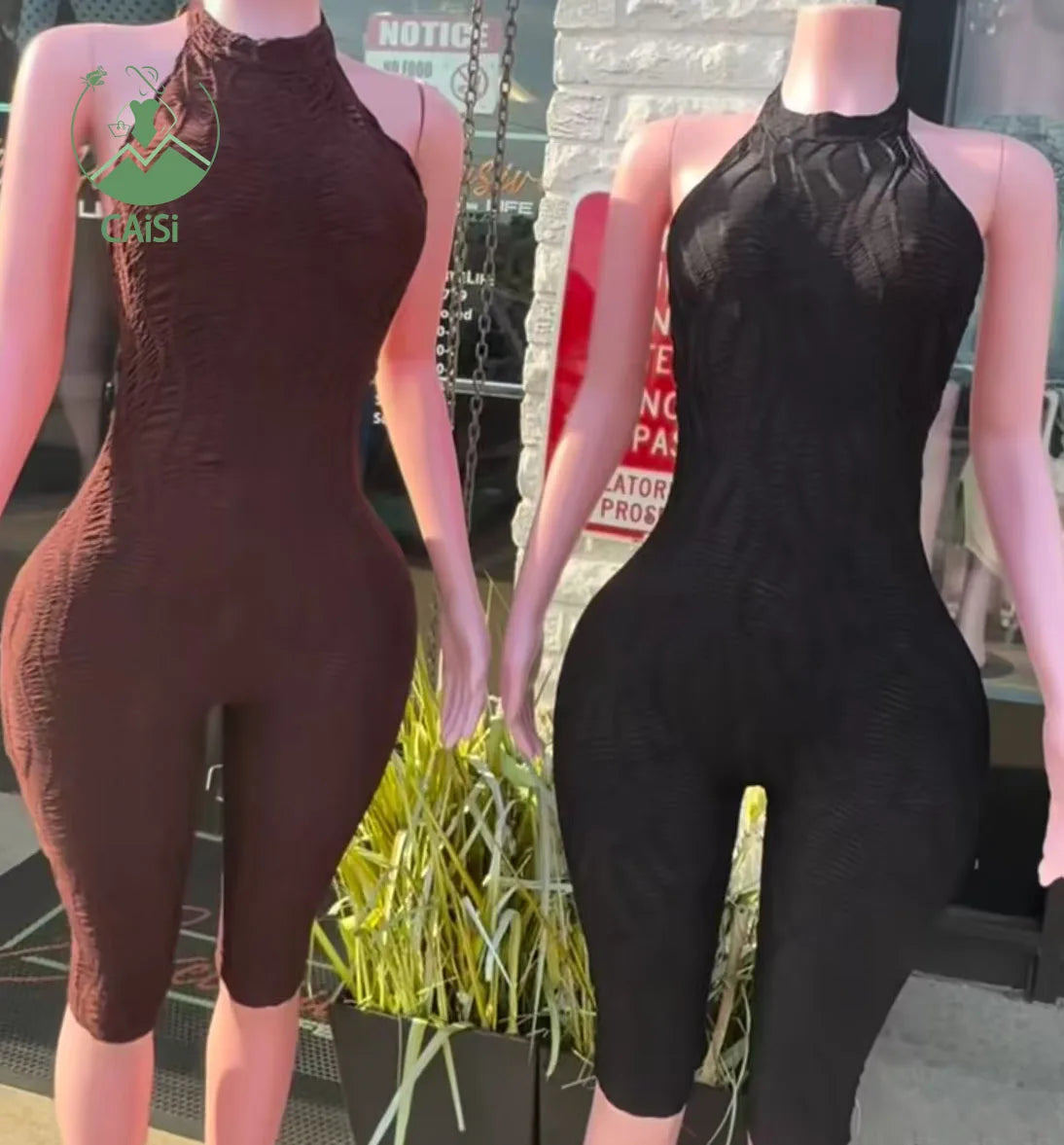 New Fashion Sleeveless Jumpsuits for Women Solid Color Sexy Halter Backless Slimming Jumpsuits Women Rompers