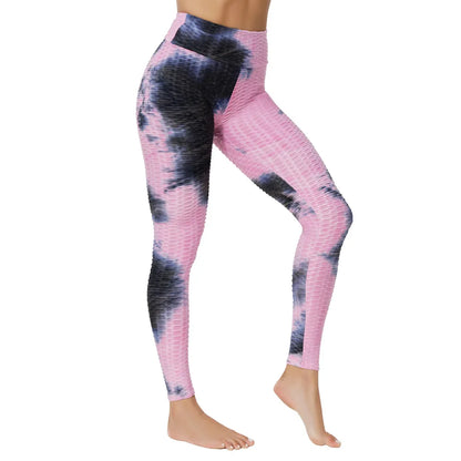 Hot Selling Tie Dye Scrunch Butt Yoga Leggings Women Push up Sports Fitness High Waist Bubble Yoga Pants Leggings