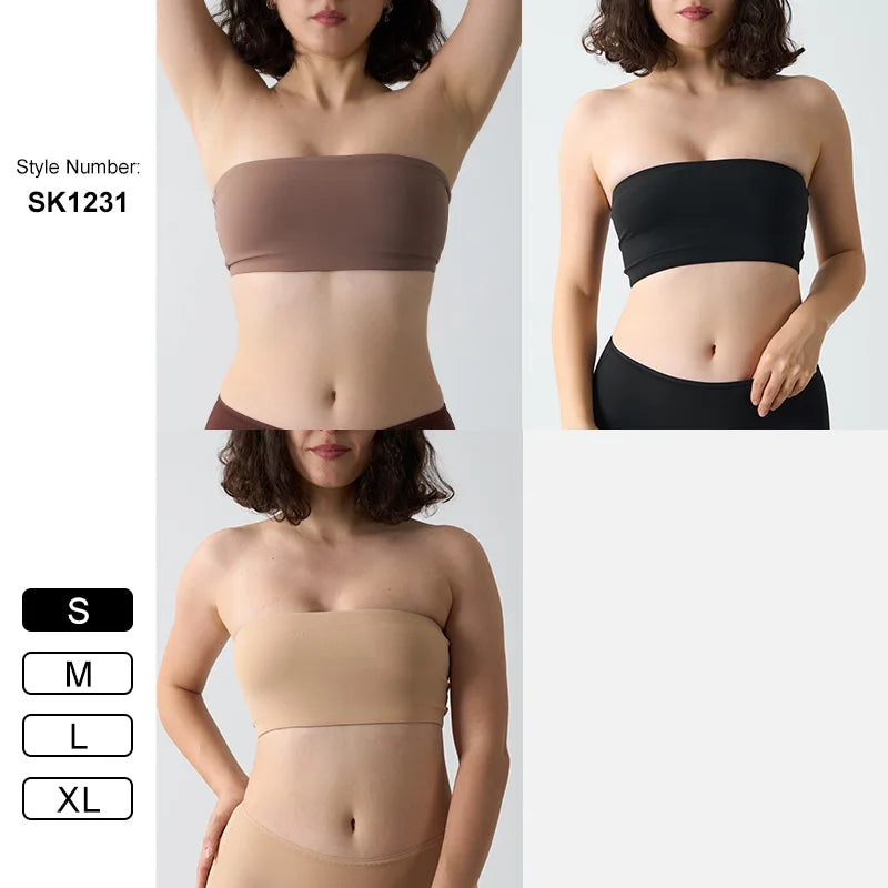 SK1231 Women's Butter Bra Strapless One Piece High Elastic No Padded Slim Bra