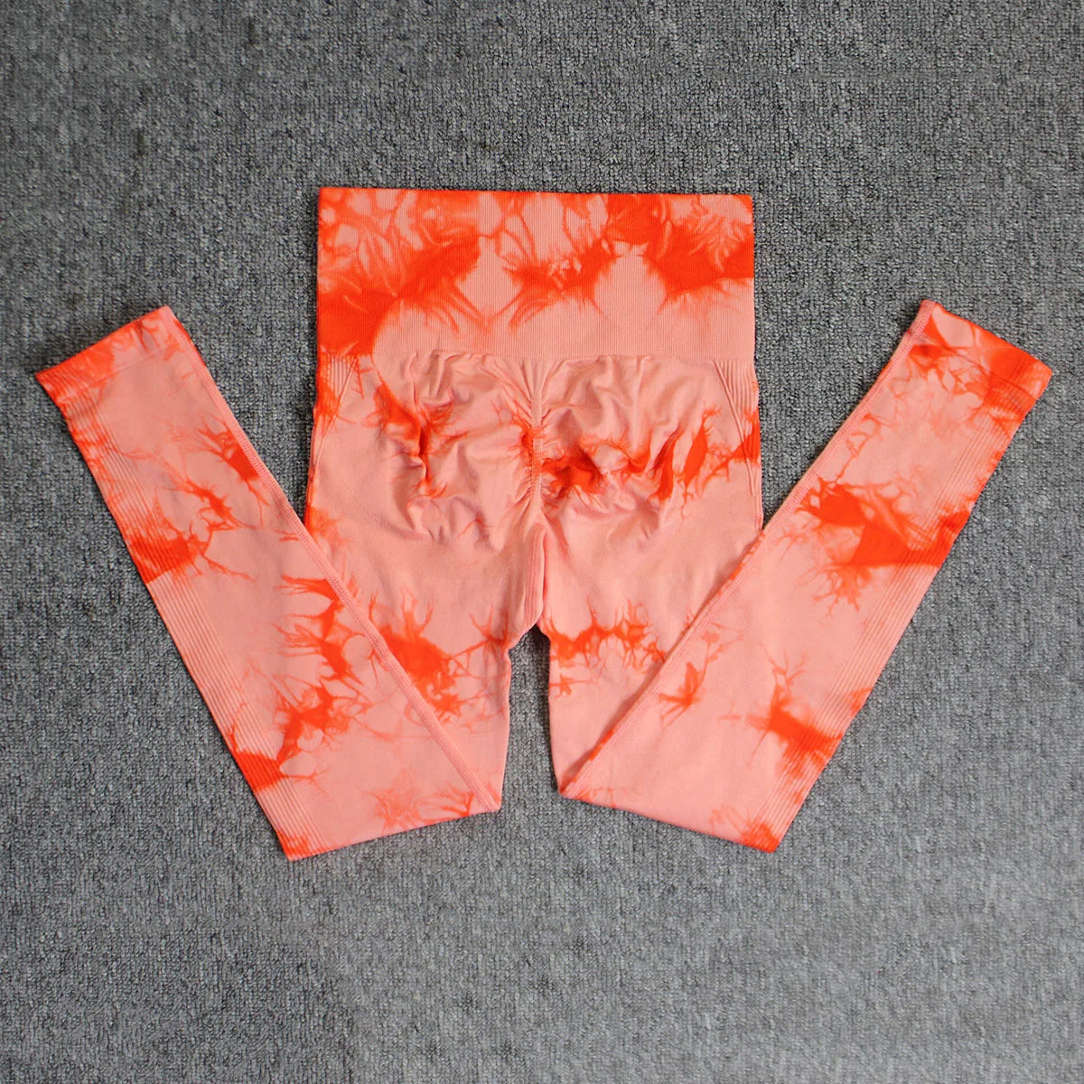 Seamless High Waist Yoga Tights Women Tie-Dye Ruched Butt Lifting Sports Leggings